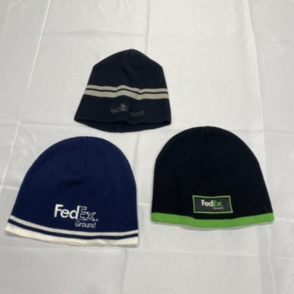 3 FedEx Ground Logo Winter Beanies Skull Caps lot! Very warm!